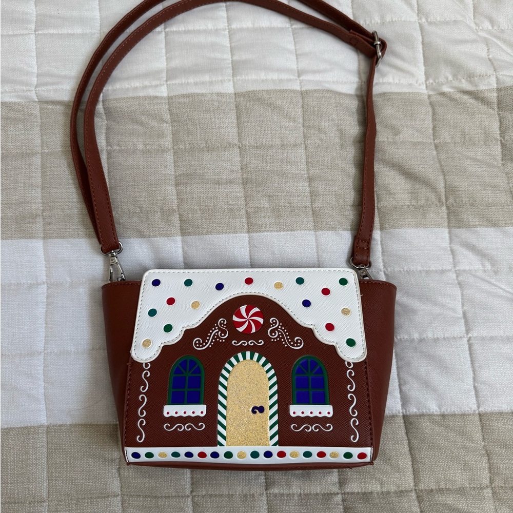 Gingerbread House Design Brown Crossbody Bag